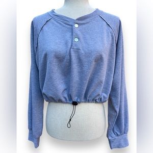 INTIMATELY Free People Team Player Pullover Cropped Long Sleeve Sweatshirt, gray